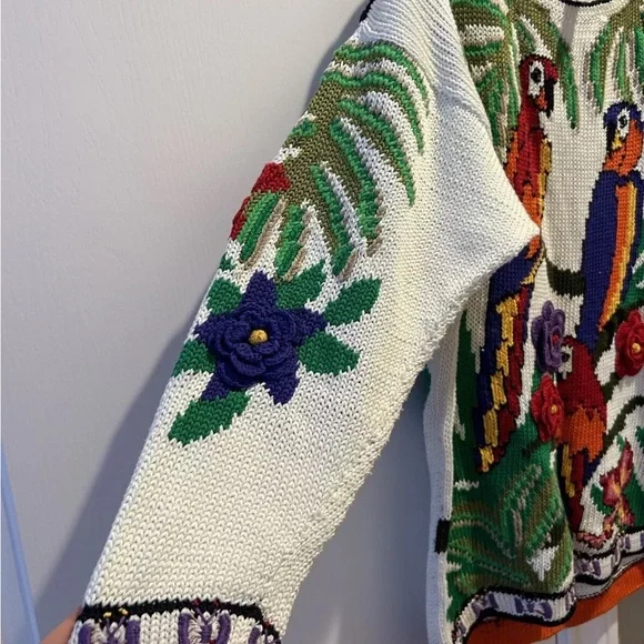 PARROTS 🦜 From Peru! Hand knitted sweater! Amazing - Picture 6 of 7